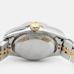 Pre Owned Rolex Champagne 18K Yellow Gold Stainless Steel Datejust 69173 Women's Wristwatch 26 mm