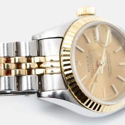 Pre Owned Rolex Champagne 18K Yellow Gold Stainless Steel Datejust 69173 Women's Wristwatch 26 mm