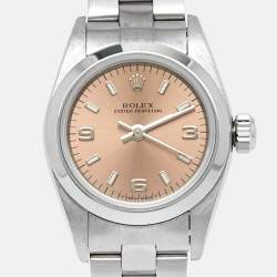 Pre Owned Rolex Salmon Stainless Steel Oyster Perpetual 67180 Automatic Women's Wristwatch 25 mm