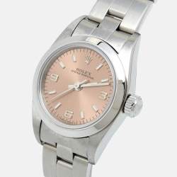 Pre Owned Rolex Salmon Stainless Steel Oyster Perpetual 67180 Automatic Women's Wristwatch 25 mm