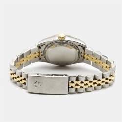 Pre Owned Rolex Champagne Diamond 18k Yellow Gold Stainless Steel Datejust 69173 Women's Wristwatch 26 mm