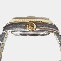 Pre Owned Rolex Champagne Diamond 18k Yellow Gold Stainless Steel Datejust 69173 Women's Wristwatch 26 mm