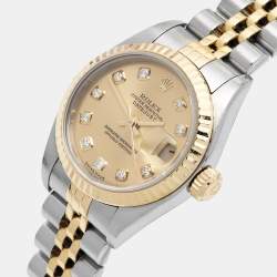 Pre Owned Rolex Champagne Diamond 18k Yellow Gold Stainless Steel Datejust 79173 Women's Wristwatch 26 mm