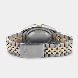 Pre Owned Rolex Champagne Diamond 18K Yellow Gold Stainless Steel Datejust 16233 Unisex Wristwatch 36 mm