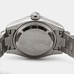 Pre Owned Rolex Silver Diamonds 18K White Gold President Datejust 179179 Women's Wristwatch 26 mm