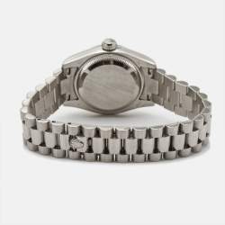 Pre Owned Rolex Silver Diamonds 18K White Gold President Datejust 179179 Women's Wristwatch 26 mm