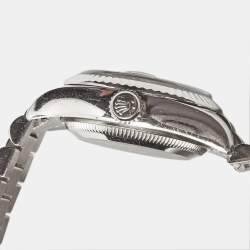 Pre Owned Rolex Silver Diamonds 18K White Gold President Datejust 179179 Women's Wristwatch 26 mm