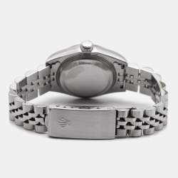 Pre Owned Rolex Silver Diamond 18k White Gold Stainless Steel Datejust 69174 Women's Wristwatch 26 mm