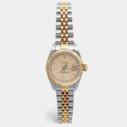 Rolex Champagne 18k Yellow Gold Stainless Steel Datejust 69173 Women's Wristwatch 26 mm