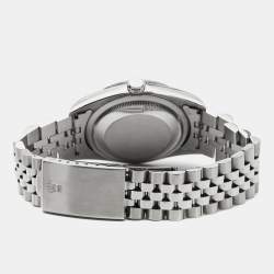 Pre Owned Rolex Black 18K White Gold Stainless Steel Diamond Datejust 16234 Unisex Wristwatch 36 mm