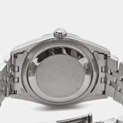 Pre Owned Rolex Black 18K White Gold Stainless Steel Diamond Datejust 16234 Unisex Wristwatch 36 mm