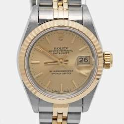 Rolex Champagne 18k Yellow Gold Stainless Steel Datejust 69173 Women's Wristwatch 26 mm