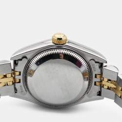 Pre Owned Rolex Black 18K Yellow Gold Stainless Steel Diamond Datejust 79173 Women's Wristwatch 26 mm