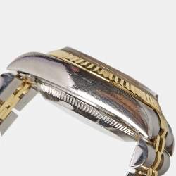 Pre Owned Rolex Black 18K Yellow Gold Stainless Steel Diamond Datejust 79173 Women's Wristwatch 26 mm