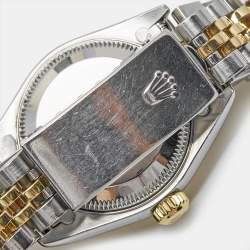 Pre Owned Rolex Black 18K Yellow Gold Stainless Steel Diamond Datejust 79173 Women's Wristwatch 26 mm