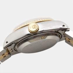 Pre Owned Rolex Champagne Diamond 18k Yellow Gold Stainless Steel Datejust 69173 Women's Wristwatch 26 mm