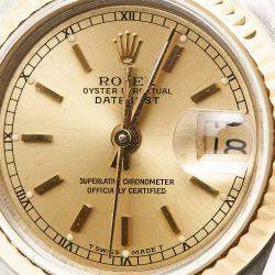 Rolex Champagne 18K Yellow Gold Stainless Steel Datejust 69173 Women's Wristwatch 26 mm