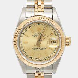 Rolex Champagne 18K Yellow Gold Stainless Steel Datejust 69173 Women's Wristwatch 26 mm