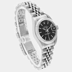 Rolex Datejust Steel White Gold Black Dial Ladies Watch 179174 26 mm