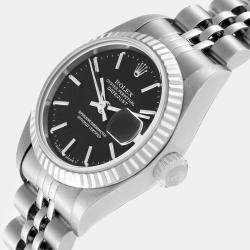 Rolex Datejust Steel White Gold Black Dial Ladies Watch 179174 26 mm