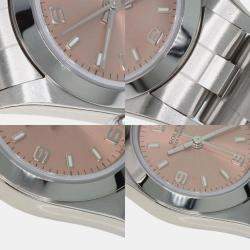 Rolex Pink Stainless Steel Oyster Perpetual 76080 Quartz Women's Wristwatch 24 mm