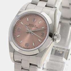 Rolex Pink Stainless Steel Oyster Perpetual 76080 Quartz Women's Wristwatch 24 mm