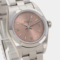 Rolex Pink Stainless Steel Oyster Perpetual 76080 Quartz Women's Wristwatch 24 mm