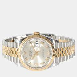 Rolex Silver 18k Yellow Gold Stainless Steel Datejust Automatic Women's Wristwatch 36 mm