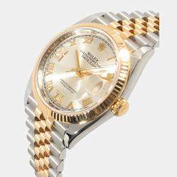 Rolex Silver 18k Yellow Gold Stainless Steel Datejust Automatic Women's Wristwatch 36 mm