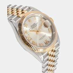 Rolex Silver 18k Yellow Gold Stainless Steel Datejust Automatic Women's Wristwatch 36 mm