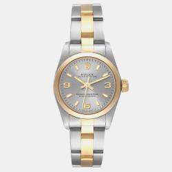 Rolex Oyster Perpetual Steel Yellow Gold Slate Dial Ladies Watch 67183 24 mm