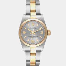 Rolex Oyster Perpetual Steel Yellow Gold Slate Dial Ladies Watch 67183 24 mm