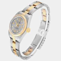 Rolex Oyster Perpetual Steel Yellow Gold Slate Dial Ladies Watch 67183 24 mm