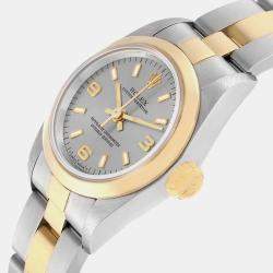 Rolex Oyster Perpetual Steel Yellow Gold Slate Dial Ladies Watch 67183 24 mm