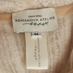 Pre Owned Romanova Atelier White Tulle Embellished Deborah Feathers Mermaid Dress M