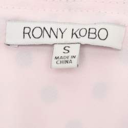 Ronny Kobo Pink Polka Dot Print Crepe Annabelle Top S