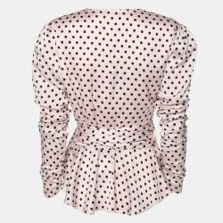 Ronny Kobo Pink Polka Dot Print Crepe Annabelle Top S