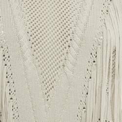 Ronny Kobo Grey Knit Fringed Sweater XS