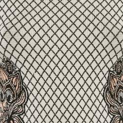 Pre Owned Torn by Ronny Kobo Black/White Floral Intarsia Stretch Knit Bodycon Dress S