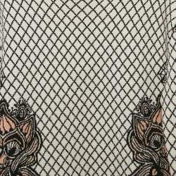 Pre Owned Torn by Ronny Kobo Black/White Floral Intarsia Stretch Knit Bodycon Dress S