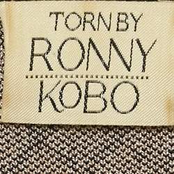 Pre Owned Torn by Ronny Kobo Black/White Floral Intarsia Stretch Knit Bodycon Dress S