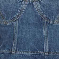 Pre Owned Ronny Kobo Blue Denim Dallas Strapless Bustier Top M