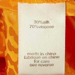 Pre Owned Ronny Kobo Marigold Orange Satin Jacquard Asymmetrical Midi Dress S