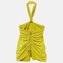 مملوكة مسبقًا توب روني كوبو زيتوني أخضر جيرسي برباط وكتفين مكشكش مقاس صغير جدًا (إكس سمول)