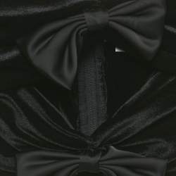 Pre Owned توب روني كوبو أسود مخمل بتفصيل ربطة مقاس صغير جدًا (إكس سمول)