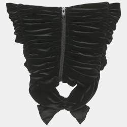 Pre Owned توب روني كوبو أسود مخمل بتفصيل ربطة مقاس صغير جدًا (إكس سمول)