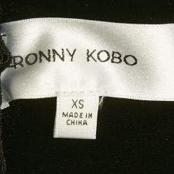 Pre Owned توب روني كوبو أسود مخمل بتفصيل ربطة مقاس صغير جدًا (إكس سمول)