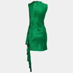 مملوكة مسبقًا Ronny Kobo Green Silk Blend Draped Mini Dress M