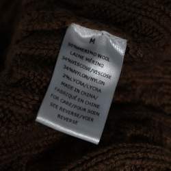 Pre Owned Ronny Kobo Brown Cable Knit Wool Cropped Cardigan M