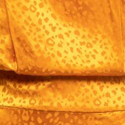 Pre Owned Ronny Kobo Yellow Satin Jacquard Asymmetrical Midi Dress S